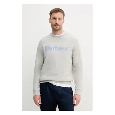 Bavlněná mikina Barbour Pique Applique Crew Sweatshirt pánská, šedá barva, melanžová, MOL0670