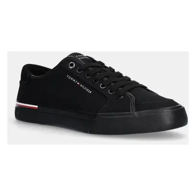 Sneakers boty Tommy Hilfiger CORE CORPORATE VULC CANVAS černá barva, FM0FM05398