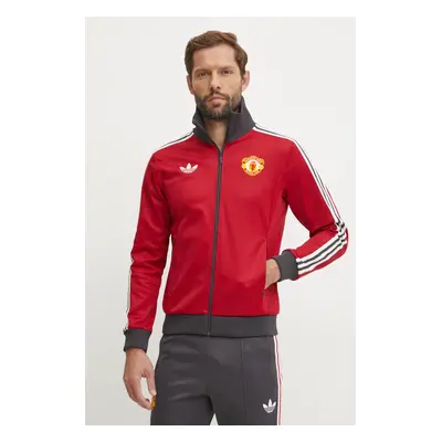 Mikina adidas Originals Manchester United pánská, červená barva, vzorovaná, IY0055