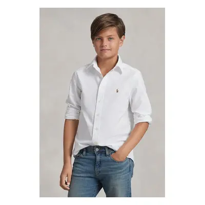 Dětská bavlněná košile Polo Ralph Lauren bílá barva, 323677133001