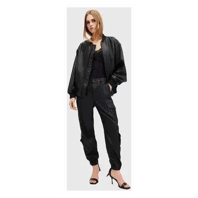 Kalhoty AllSaints HIMARI CARGO TROUSER dámské, černá barva, kapsáče, medium waist, W003TC