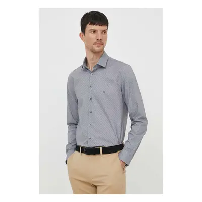 Košile Calvin Klein pánská, tmavomodrá barva, slim, s klasickým límcem, K10K112587