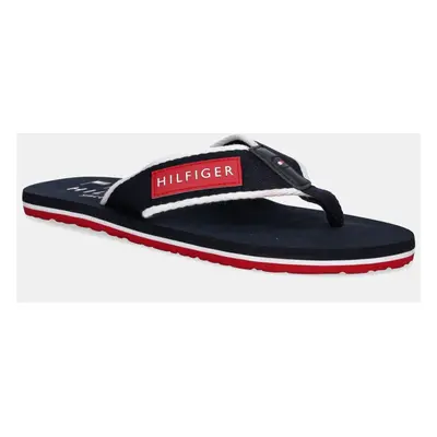 Žabky Tommy Hilfiger PATCH HILFIGER BEACH SANDAL pánské, tmavomodrá barva, FM0FM05435