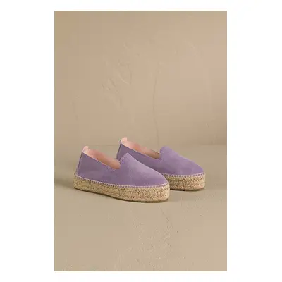 Semišové espadrilky Manebi Hamptons Double Sole Espadrilles fialová barva, na platformě, R 6.3 D