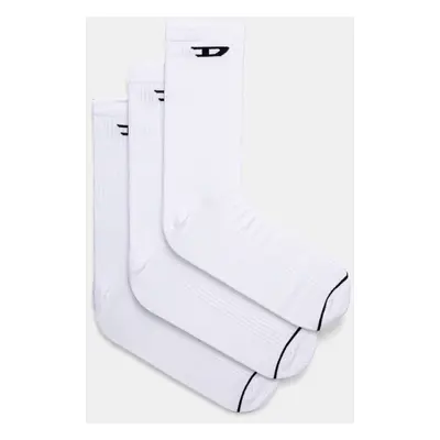 Ponožky Diesel SKM-D-CREW-LIGHT-SOCKS 3-pack pánské, bílá barva, A15405.0LKBI