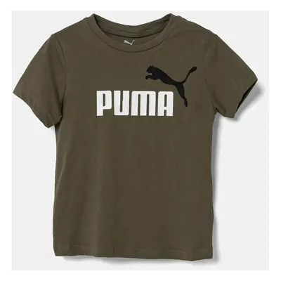 Dětské bavlněné tričko Puma ESS 2 COLOR No.1 Logo Tee zelená barva, s potiskem, 685778