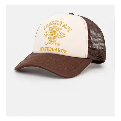 Kšiltovka ICECREAM Tiger Trucker hnědá barva, s potiskem, IC24264