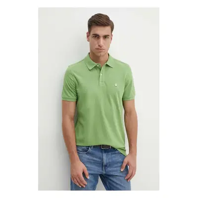 Bavlněné polo tričko United Colors of Benetton zelená barva