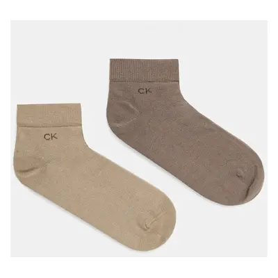 Ponožky Calvin Klein 2-pack pánské, hnědá barva