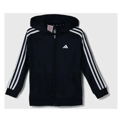 Dětská mikina adidas U TR-ES 3S FZHD tmavomodrá barva, s kapucí, vzorovaná, HZ0088