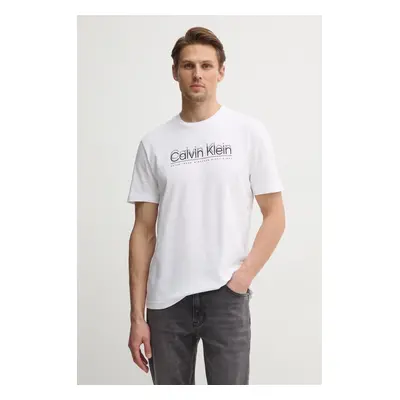 Bavlněné tričko Calvin Klein bílá barva, s potiskem, K10K114149