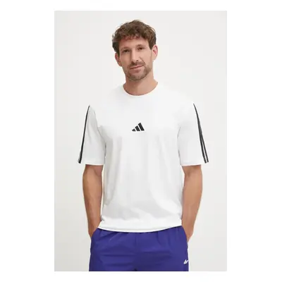 Bavlněné tričko adidas Essentials bílá barva, s aplikací, JW1952