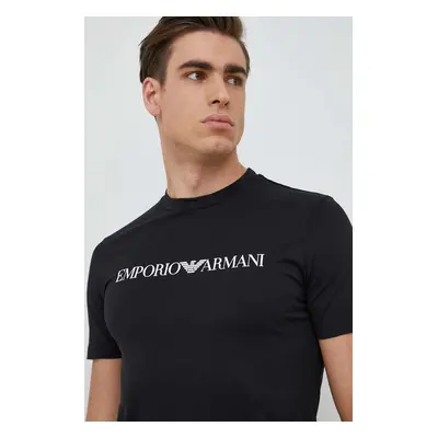 Bavlněné tričko Emporio Armani černá barva, s potiskem, 8N1TN5 1JPZZ