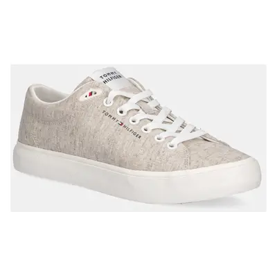 Tenisky Tommy Hilfiger TH HI VULC LOW CORE CHAMBRAY pánské, béžová barva, FM0FM05389