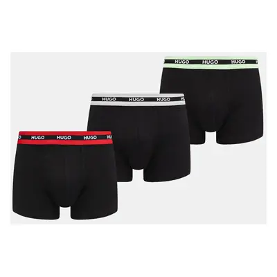 Boxerky HUGO 3-pack pánské, černá barva, 50492375