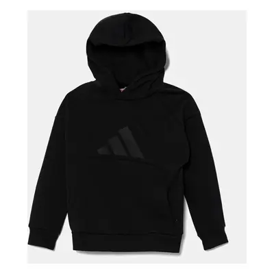 Dětská mikina adidas černá barva, s kapucí, s potiskem, JJ4784