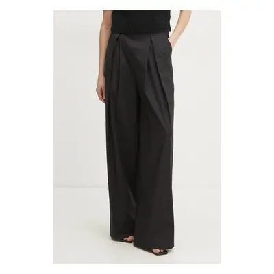 Kalhoty Twinset dámské, černá barva, široké, high waist, 251TF2029