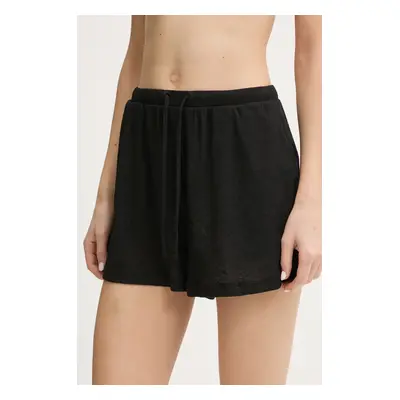 Kraťasy Calvin Klein dámské, černá barva, hladké, high waist, KW0KW02820