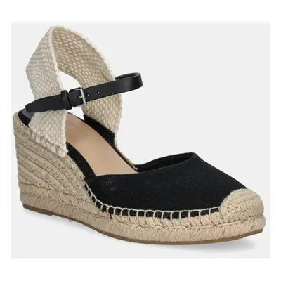 Espadrilky Lauren Ralph Lauren Robby černá barva, na klínku, 802961836001