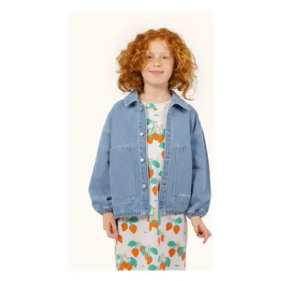 Dětská riflová bunda Tinycottons GRAPHIC DENIM JACKET modrá barva, SS25-241