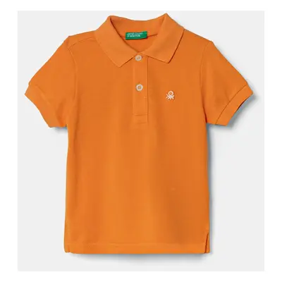 Dětská bavlněná polokošile United Colors of Benetton oranžová barva, 3089G3008