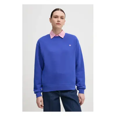 Bavlněná mikina Tommy Hilfiger dámská, fialová barva, hladká, WW0WW45980