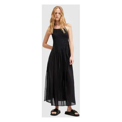 Bavlněné šaty AllSaints IRIS DRESS černá barva, maxi, W068DA