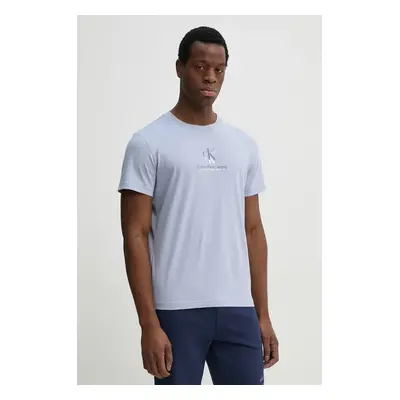 Bavlněné tričko Calvin Klein Jeans fialová barva, s potiskem, J30J327469