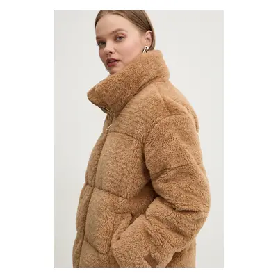 Bunda UGG dámská, hnědá barva, přechodná, oversize, 1158698