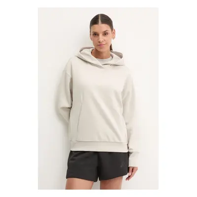 Mikina adidas ALL SZN dámská, béžová barva, s kapucí, s aplikací, JD4675