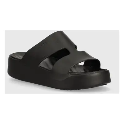 Pantofle Crocs Gataway Platform H - Strap dámské, černá barva, na platformě, 209409