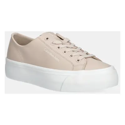 Sneakers boty Calvin Klein Jeans VULC FLATFORM LOW MG LTH růžová barva, YW0YW01771