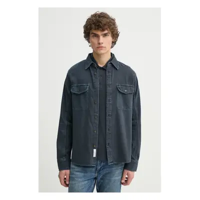 Košile Rag & Bone pánská, tmavomodrá barva, regular, s klasickým límcem, MED24S0004ZDMI