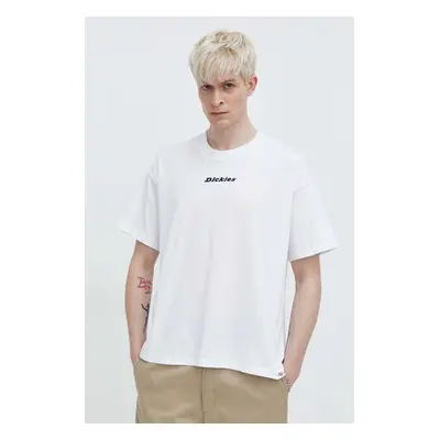 Bavlněné tričko Dickies ENTERPRISE TEE SS bílá barva, s potiskem, DK0A4YRN