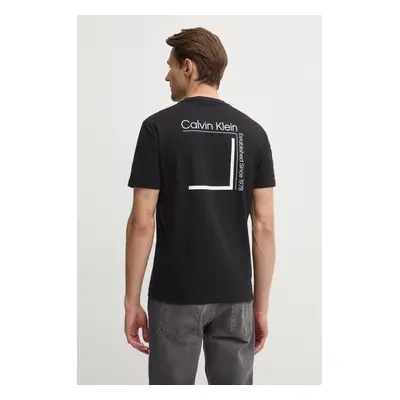 Bavlněné tričko Calvin Klein černá barva, s potiskem, K10K114152