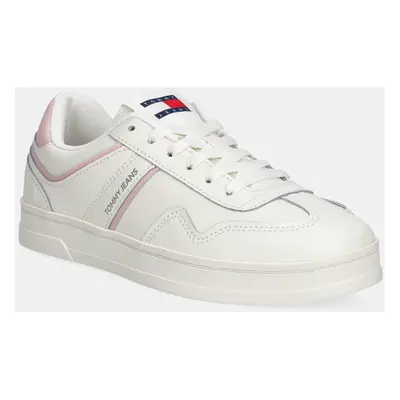 Kožené sneakers boty Tommy Jeans THE GREENWICH LEATHER béžová barva, EN0EN02794