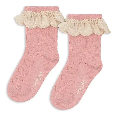 Dětské ponožky Konges Sløjd WOOL POINTELLE SOCKS 2-pack růžová barva, KS101864