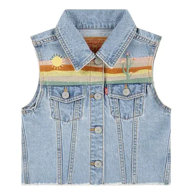 Dětská džínová vesta Levi's XS VEST WITH EMBROIDERY modrá barva, 4EM411