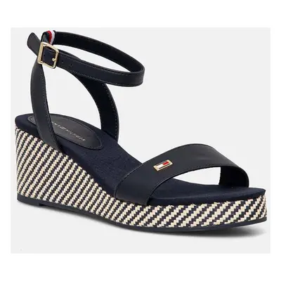 Sandály Tommy Hilfiger IM RAFFIA SANDAL tmavomodrá barva, FW0FW08226