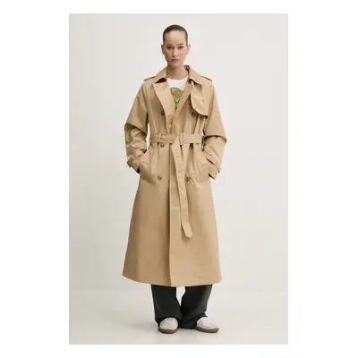 Trench kabát Superdry dámský, béžová barva, přechodný, oversize, W5011871A-5YE