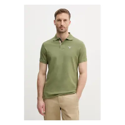 Bavlněné polo tričko Barbour Tartan Pique Polo zelená barva, s aplikací, MML0012