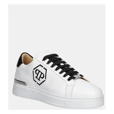 Kožené sneakers boty Philipp Plein Nappa Lo-Top Hexagon bílá barva, USC0692 PLE075N 02