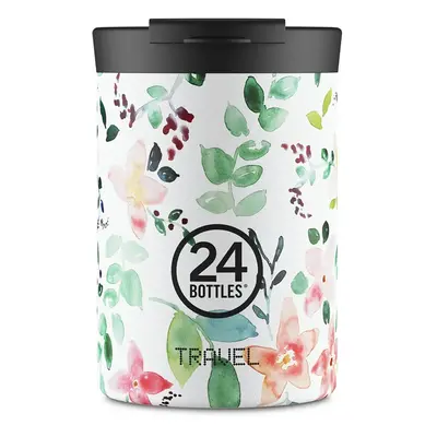 Termohrnek 24bottles Travel Tumbler 350 ml Little Buds bílá barva, Travel.350.LittleBuds