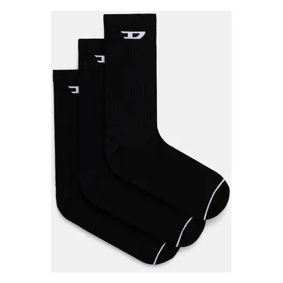 Ponožky Diesel SKM-D-CREW-LIGHT-SOCKS 3-pack pánské, černá barva, A15405.0LKBI