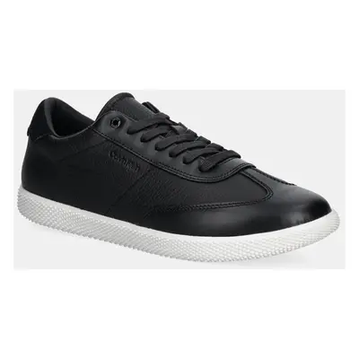 Kožené sneakers boty Calvin Klein LOW TOP LACE UP TMBL LTH černá barva, HM0HM01803