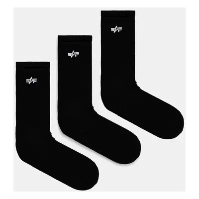 Bavlněné ponožky Alpha Industries Basic Socks 3 Pack 3-pack černá barva, 156986