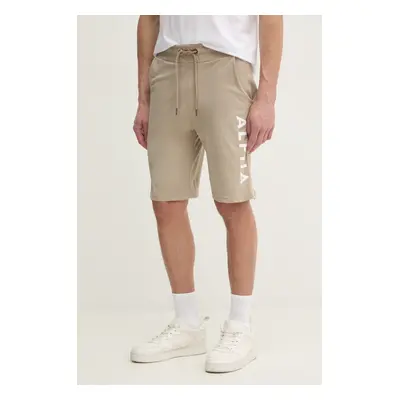 Bavlněné šortky Alpha Industries Alpha Jersey Short pánské, béžová barva, 116366