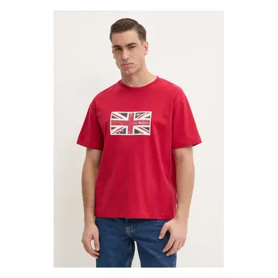 Bavlněné tričko Pepe Jeans UNION TEE červená barva, s potiskem, PM509790