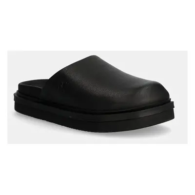 Kožené pantofle Calvin Klein Jeans HOME CLOG SLIDE MG LTH dámské, černá barva, YW0YW01686