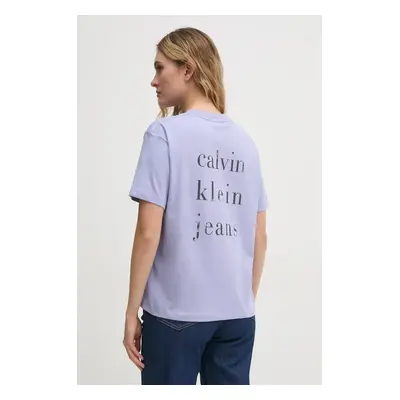 Bavlněné tričko Calvin Klein Jeans fialová barva, J20J225238